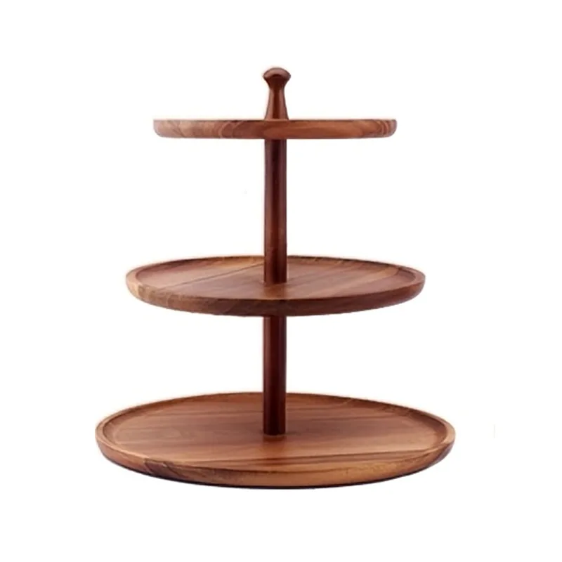 Rak Makanan Penutup Kayu Bertingkat